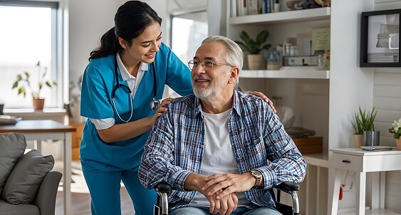 Caregiver providing senior homecare in the Lakewood–Seattle area
