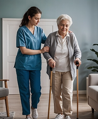 Senior receiving compassionate in-home care from Garnet Homecare & Staffing Agency in Washington State